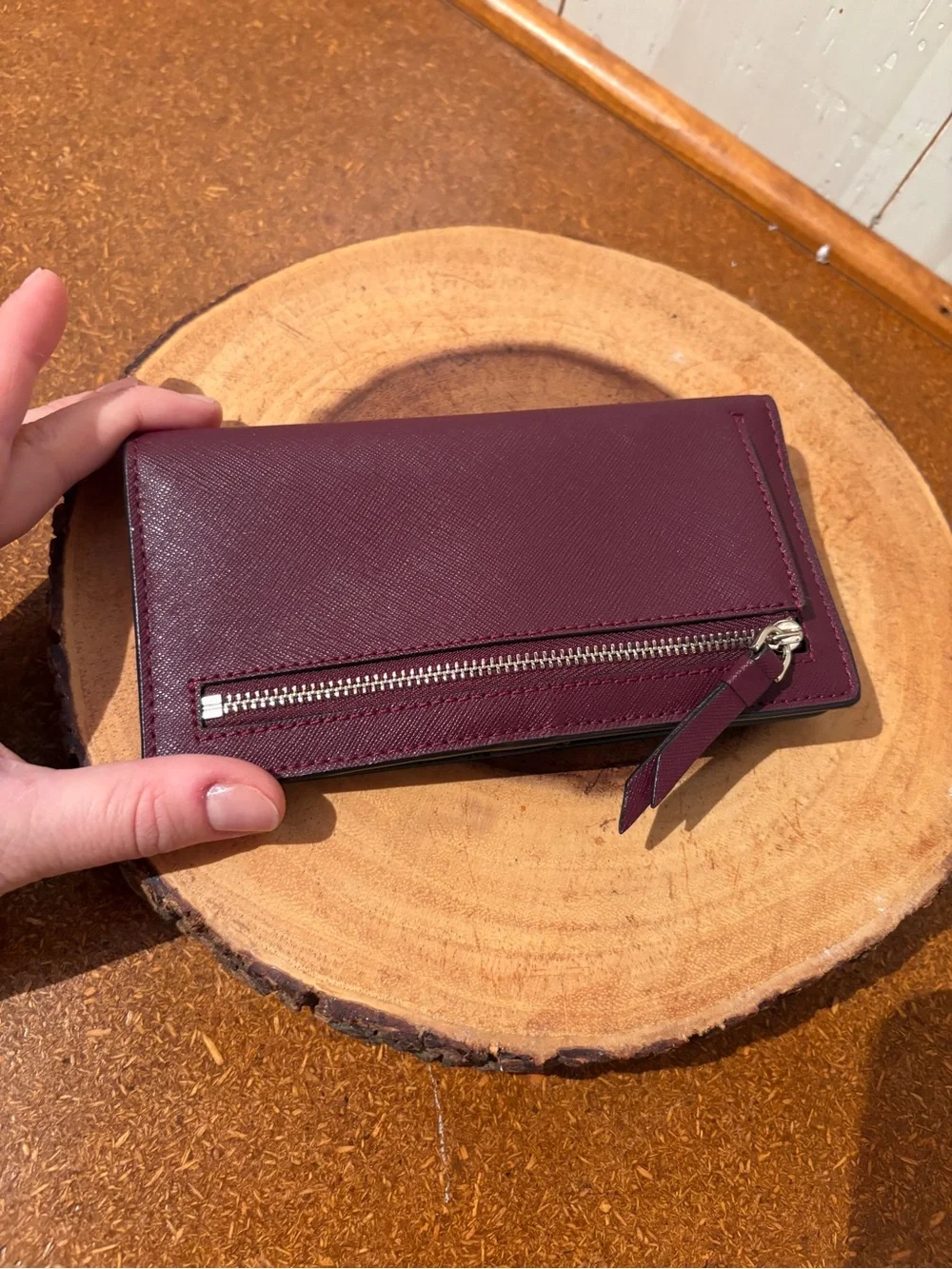 kate spade Wine Saffiano Leather Continental Wallet